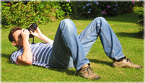 avoid camera shake by lying down on your back and bracing the camera