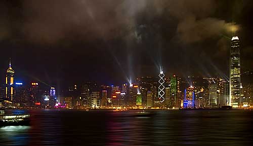 night time photograph of Hong Kong