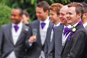 wedding photo of groom with shallow depth of field